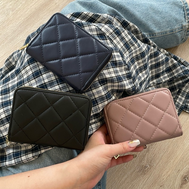 ▹免費送禮包裝◃o’to shop 菱格小香風短夾 獨家開版♡ 小零錢包 短夾零錢包 拉鍊短夾 韓版錢包-細節圖7