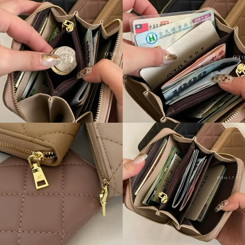 ▹免費送禮包裝◃o’to shop 菱格小香風短夾 獨家開版♡ 小零錢包 短夾零錢包 拉鍊短夾 韓版錢包-細節圖8