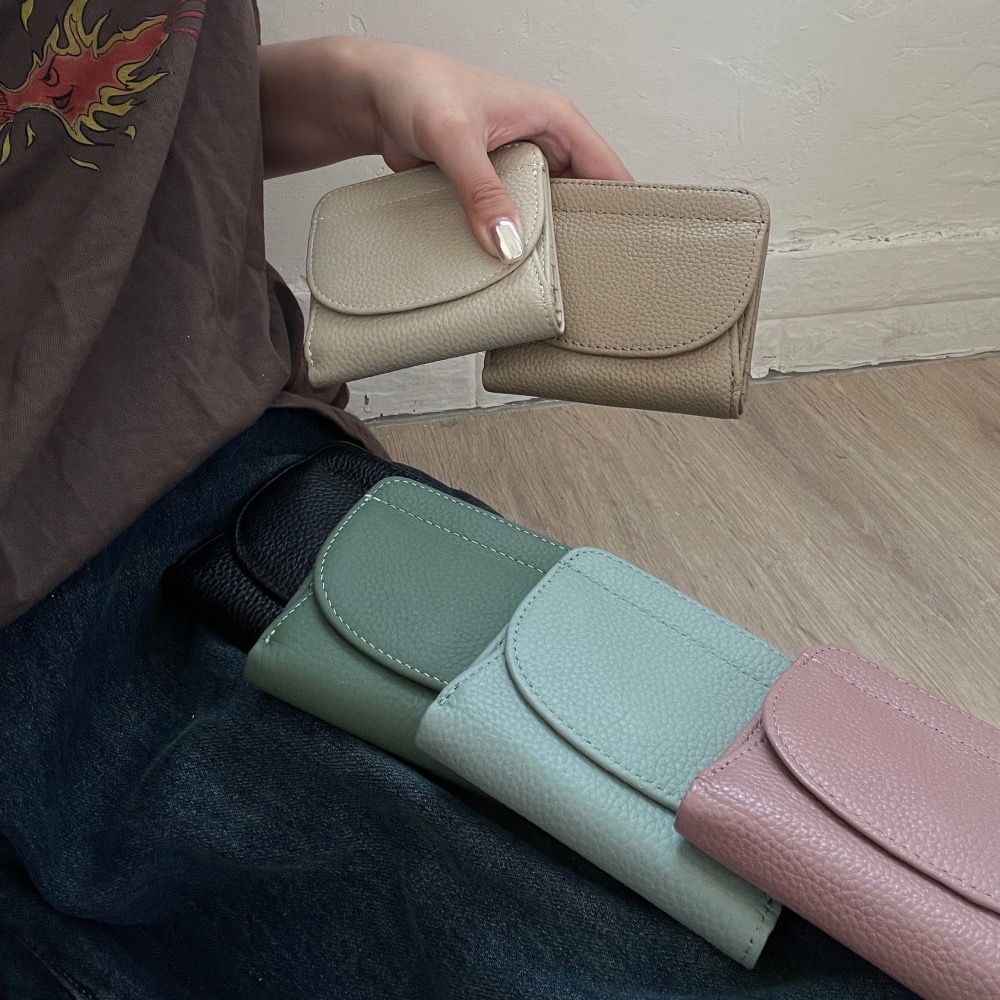 隔日到貨▹免費送禮包裝◃o’to shop 自然系牛皮圓弧錢包 雙鈔票格層 短夾 真皮短夾 真皮錢包 錢包 女生錢包-細節圖2