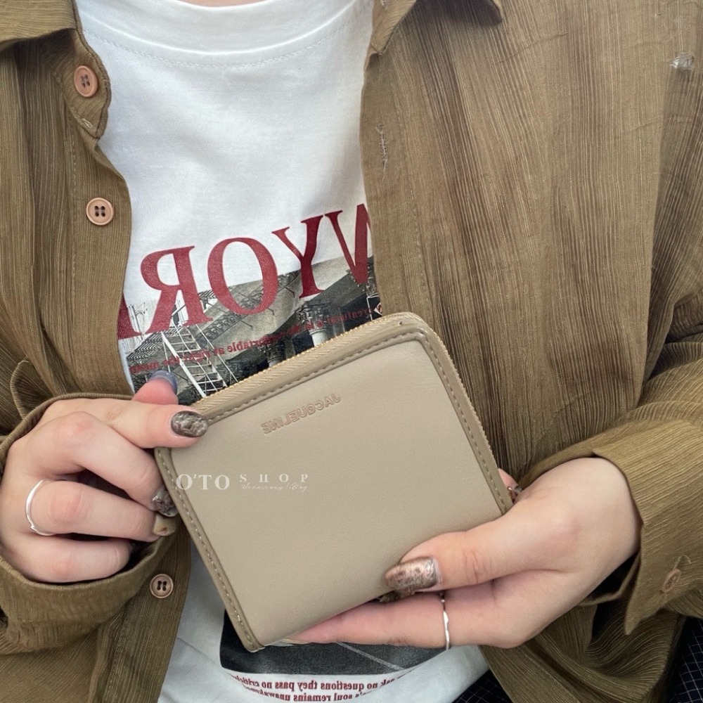 ▹免費送禮包裝◃ o’to shop 滾邊奶霜短夾 短夾 韓系錢包  韓版錢包 學生錢包 錢包女 皮夾女 錢包-細節圖6