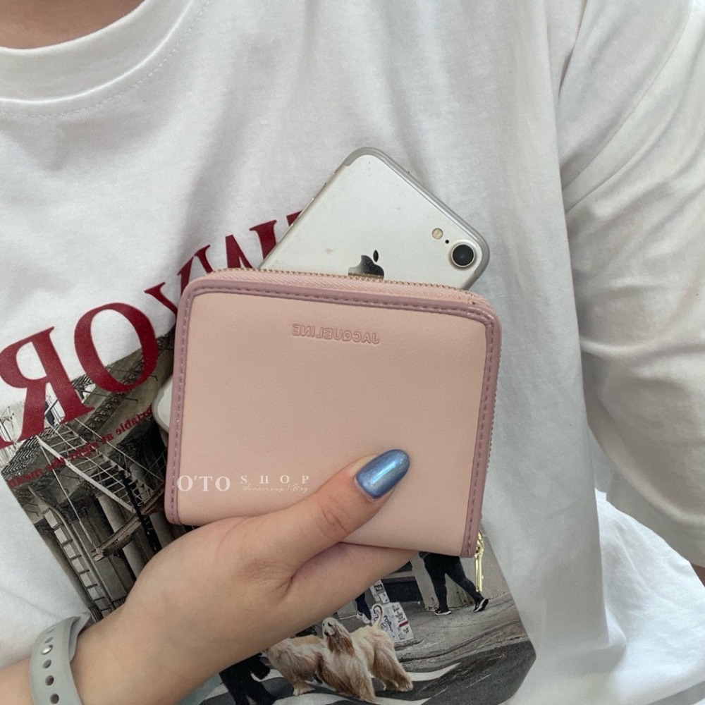 ▹免費送禮包裝◃ o’to shop 滾邊奶霜短夾 短夾 韓系錢包  韓版錢包 學生錢包 錢包女 皮夾女 錢包-細節圖8