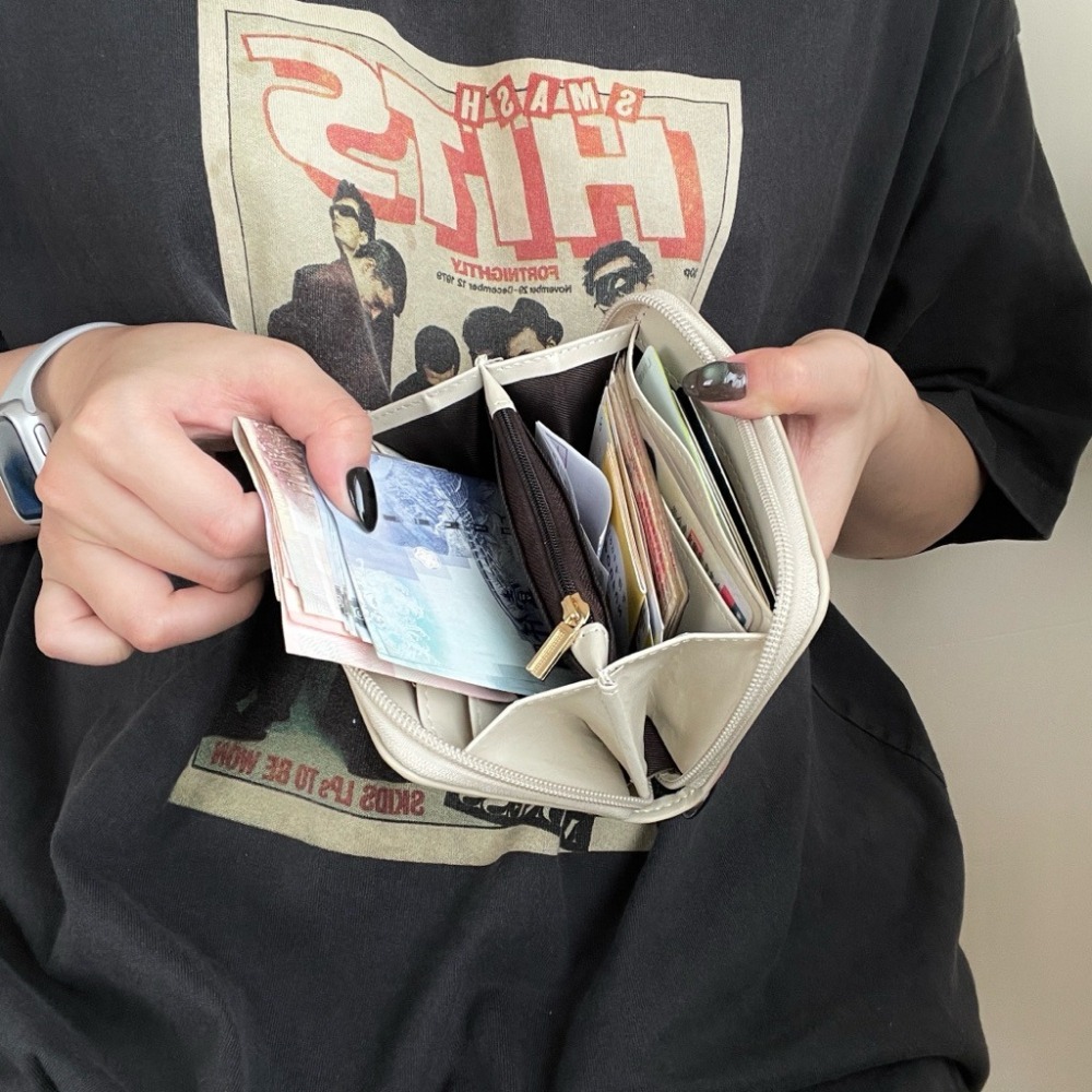 ▹免費送禮包裝◃o’to shop 薄荷巧克力拉鍊中夾 錢包 短夾 錢包女 零錢包 韓版錢包 拉鍊錢包-細節圖3