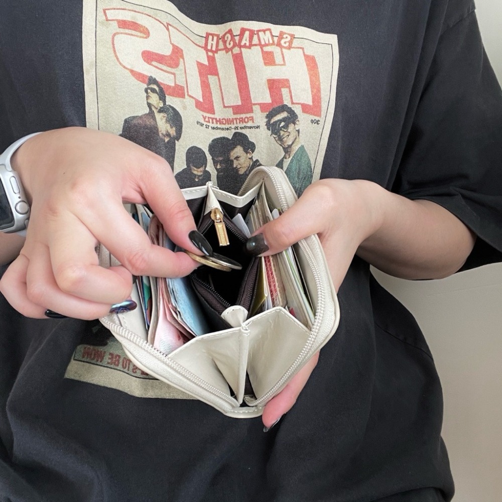 ▹免費送禮包裝◃o’to shop 薄荷巧克力拉鍊中夾 錢包 短夾 錢包女 零錢包 韓版錢包 拉鍊錢包-細節圖4