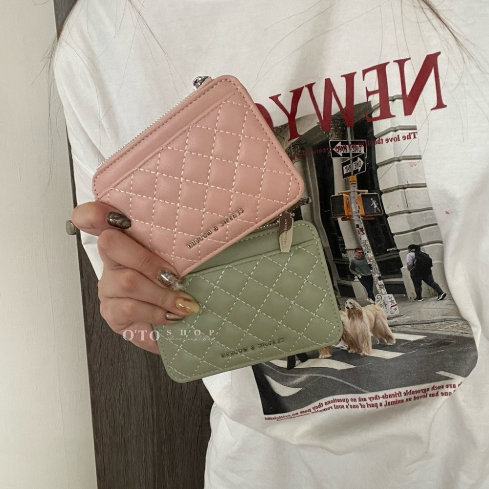 ▹免費送禮包裝◃o’to shop 縫線香香卡包 超輕薄 卡夾 拉鍊卡包 女生卡包 通勤族卡包 皮夾 錢包-細節圖4