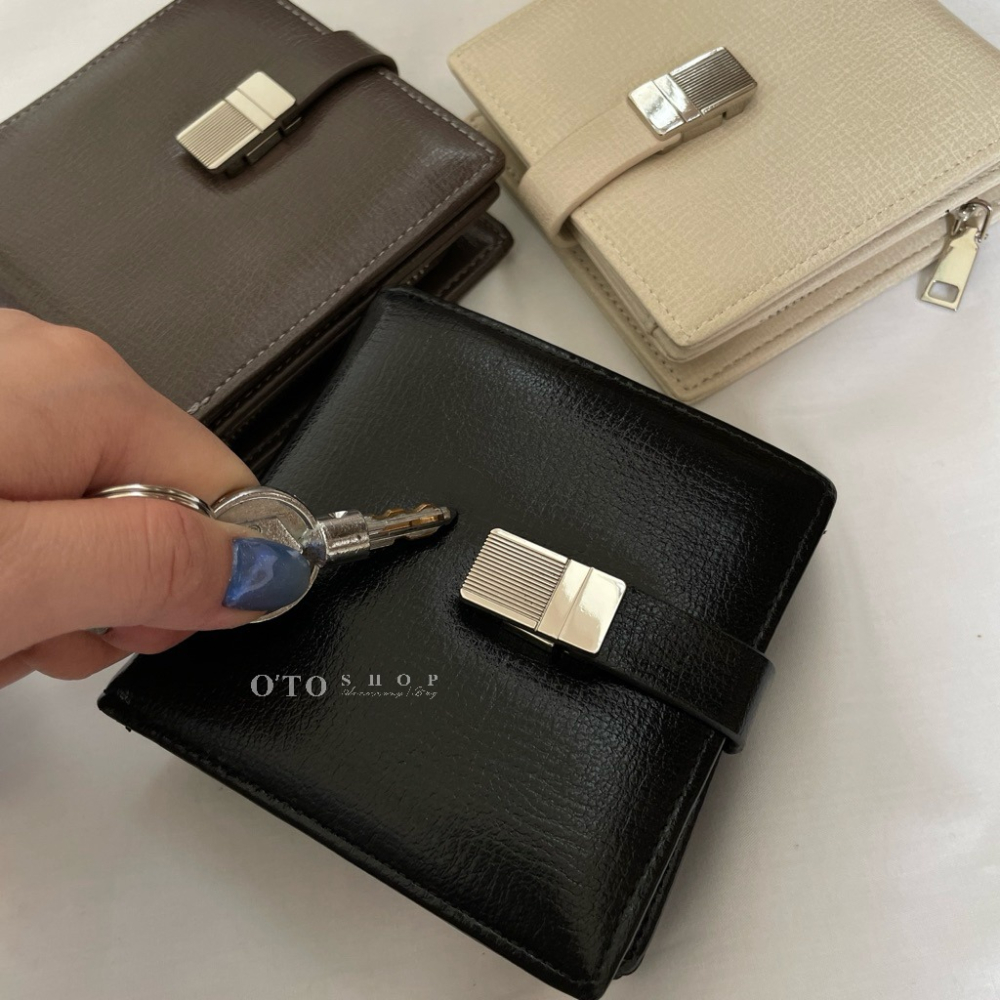 免費送禮包裝◃o’to shop 黑醋栗磁吸短夾 短夾 女皮夾 韓系錢包 韓版錢包 小錢包 拉鍊短夾-細節圖7