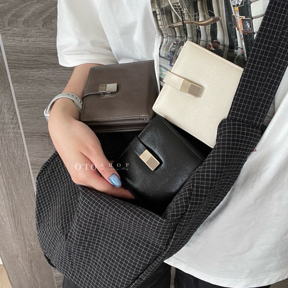 免費送禮包裝◃o’to shop 黑醋栗磁吸短夾 短夾 女皮夾 韓系錢包 韓版錢包 小錢包 拉鍊短夾-細節圖8