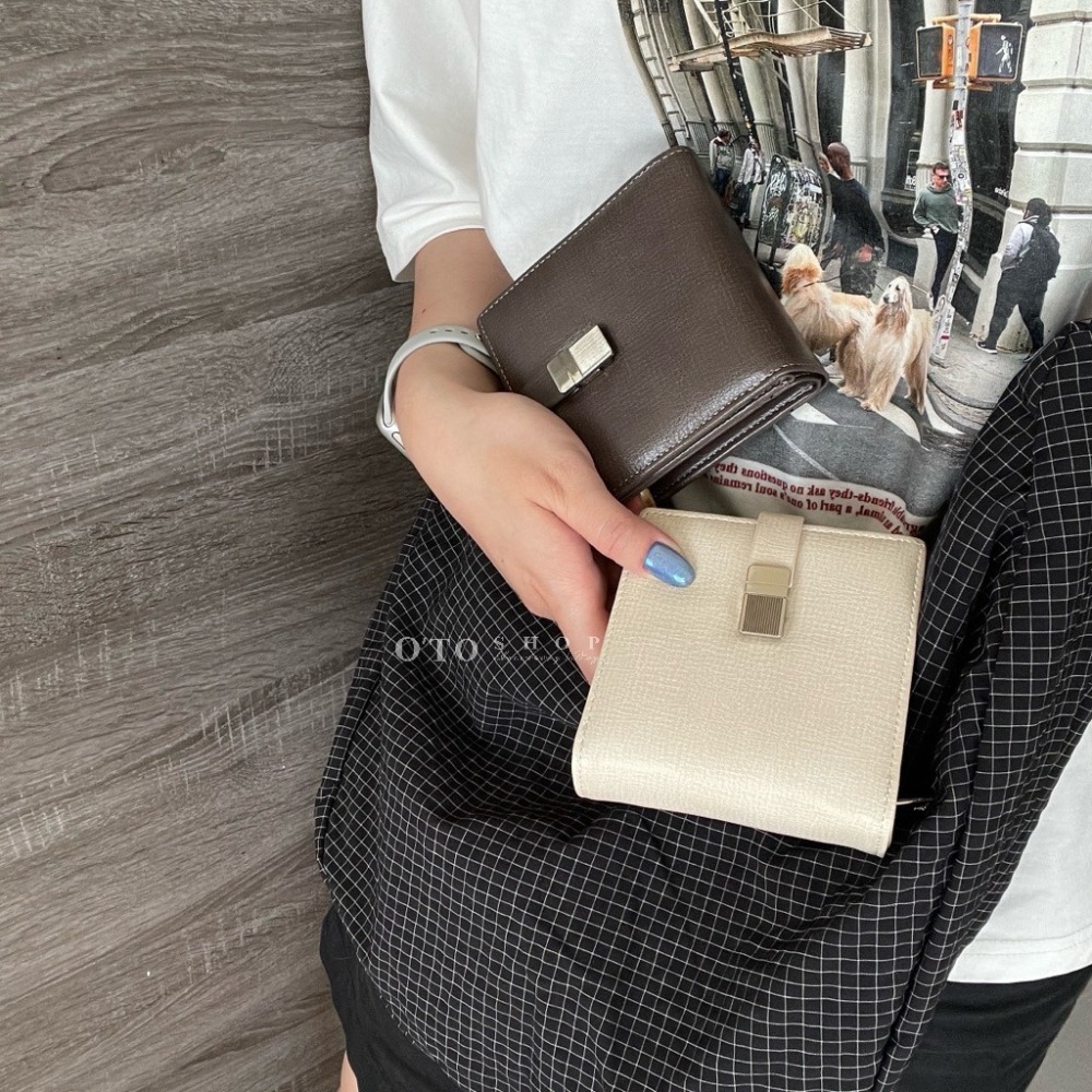 免費送禮包裝◃o’to shop 黑醋栗磁吸短夾 短夾 女皮夾 韓系錢包 韓版錢包 小錢包 拉鍊短夾-細節圖5