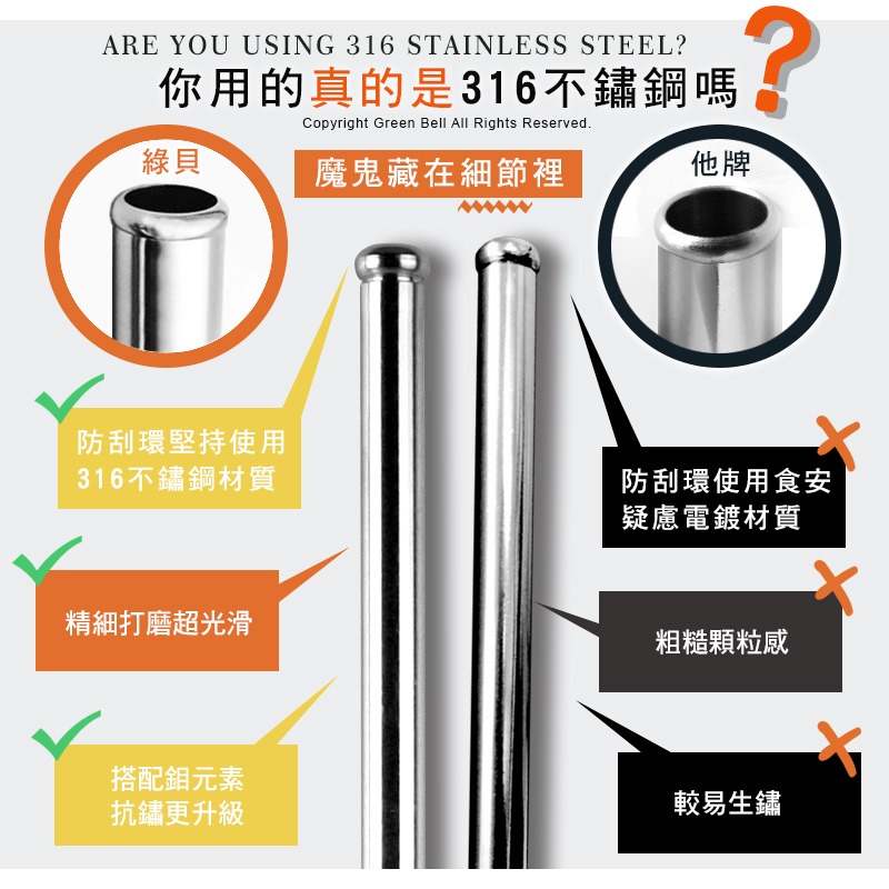【Green Bell綠貝生活】316不鏽鋼兒童迷你防刮舌直/彎吸管組(附清潔刷)-細節圖5