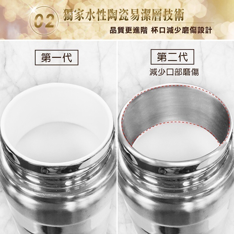 【Green Bell綠貝生活】新一代 316不鏽鋼手提陶瓷保溫瓶1000ml(陶瓷易潔層)-細節圖3