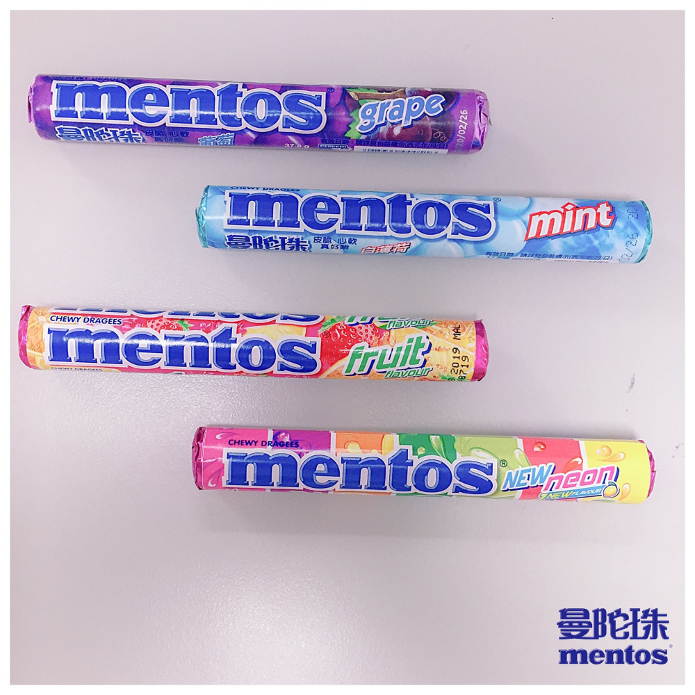 ✨現貨✨曼陀珠Mentos-白薄荷 葡萄 霓虹糖 綜合水果 口味36.5g-細節圖2