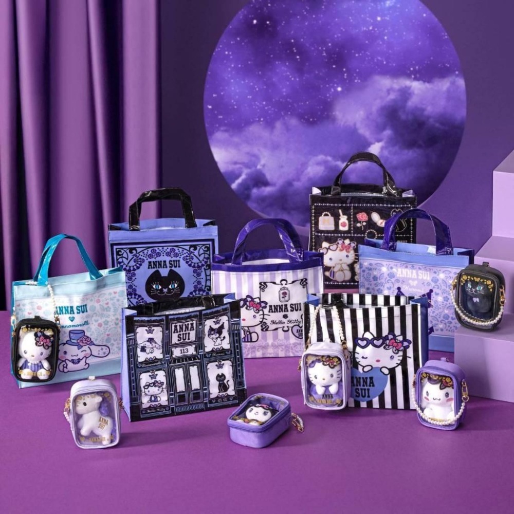 ☆現貨☆7-11 三麗鷗 x ANNA SUI 跨界時尚 珍珠包+絨毛玩偶 時尚提袋 外盒會拆封-細節圖7