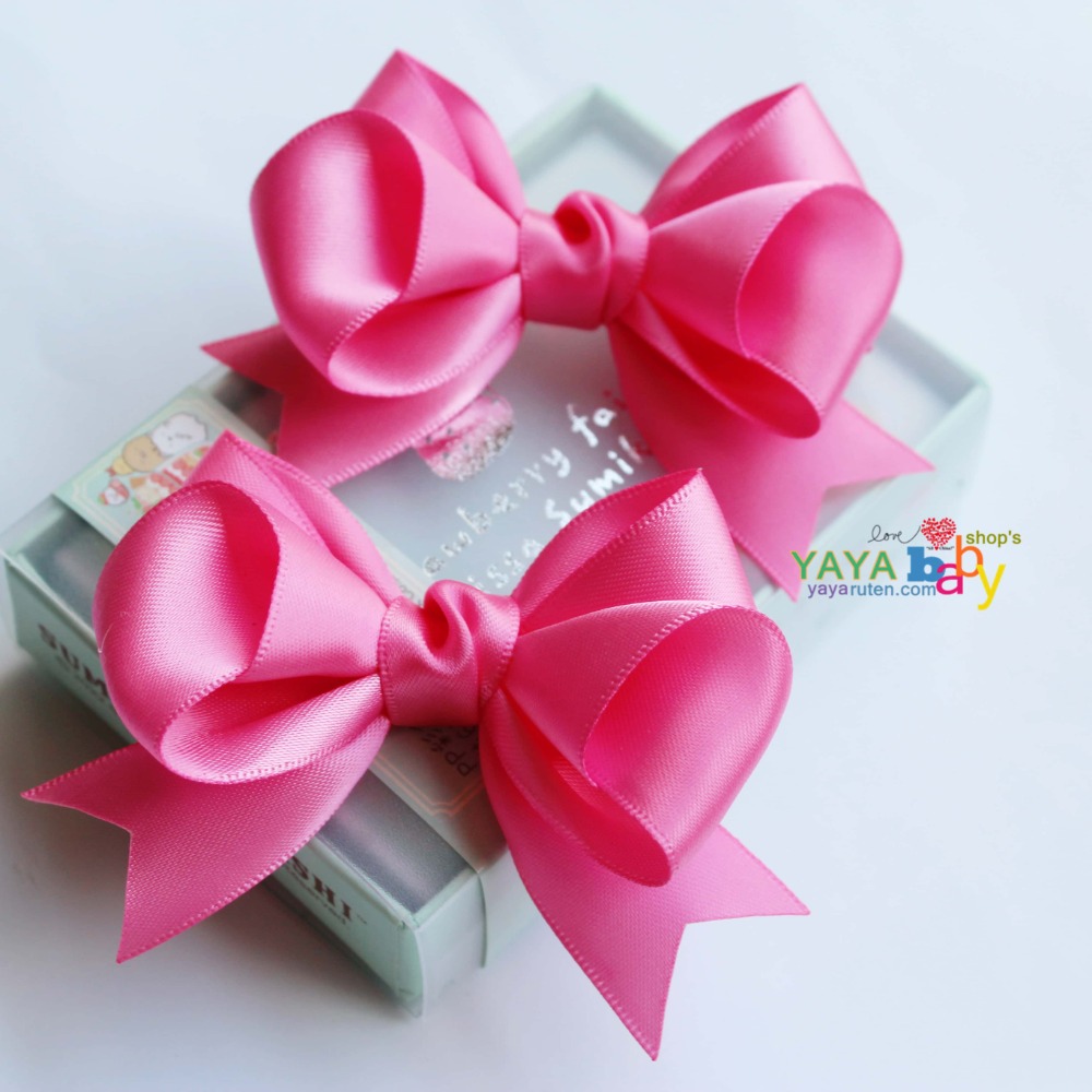 Yaya baby手製 珠光緞面立體蝴蝶結 髮夾 髮圈（個）-細節圖2