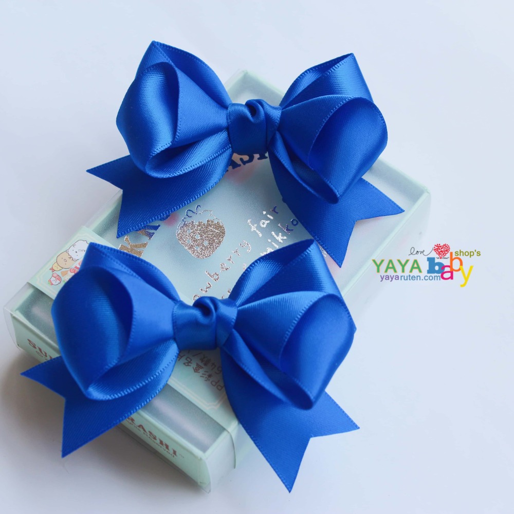 Yaya baby手製 珠光緞面立體蝴蝶結 髮夾 髮圈（個）-細節圖3