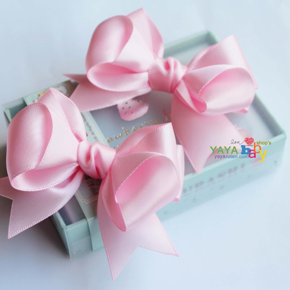 Yaya baby手製 珠光緞面立體蝴蝶結 髮夾 髮圈（個）-細節圖4