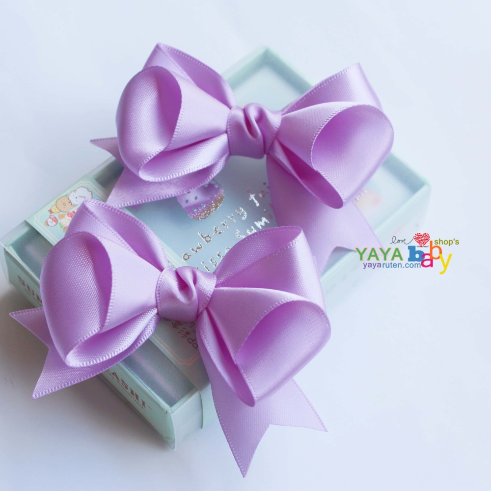 Yaya baby手製 珠光緞面立體蝴蝶結 髮夾 髮圈（個）-細節圖5