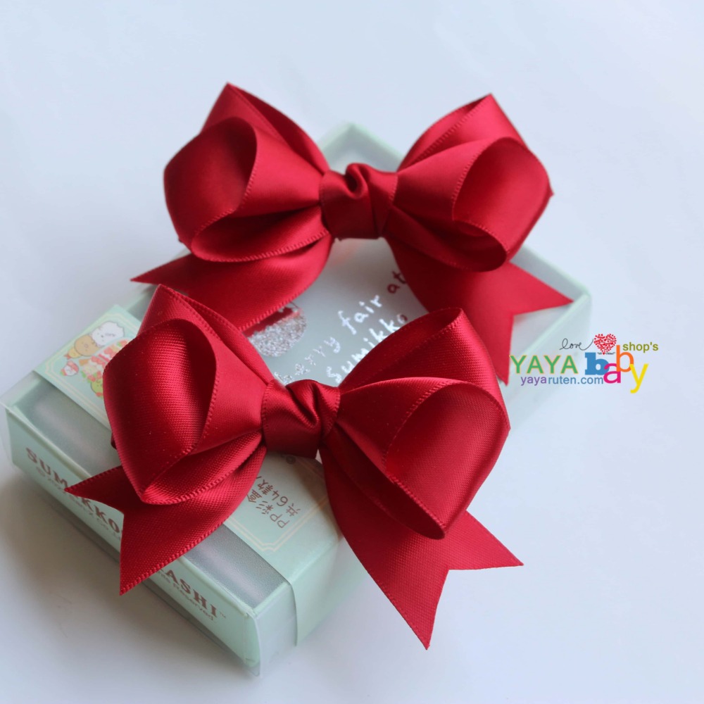 Yaya baby手製 珠光緞面立體蝴蝶結 髮夾 髮圈（個）-細節圖9