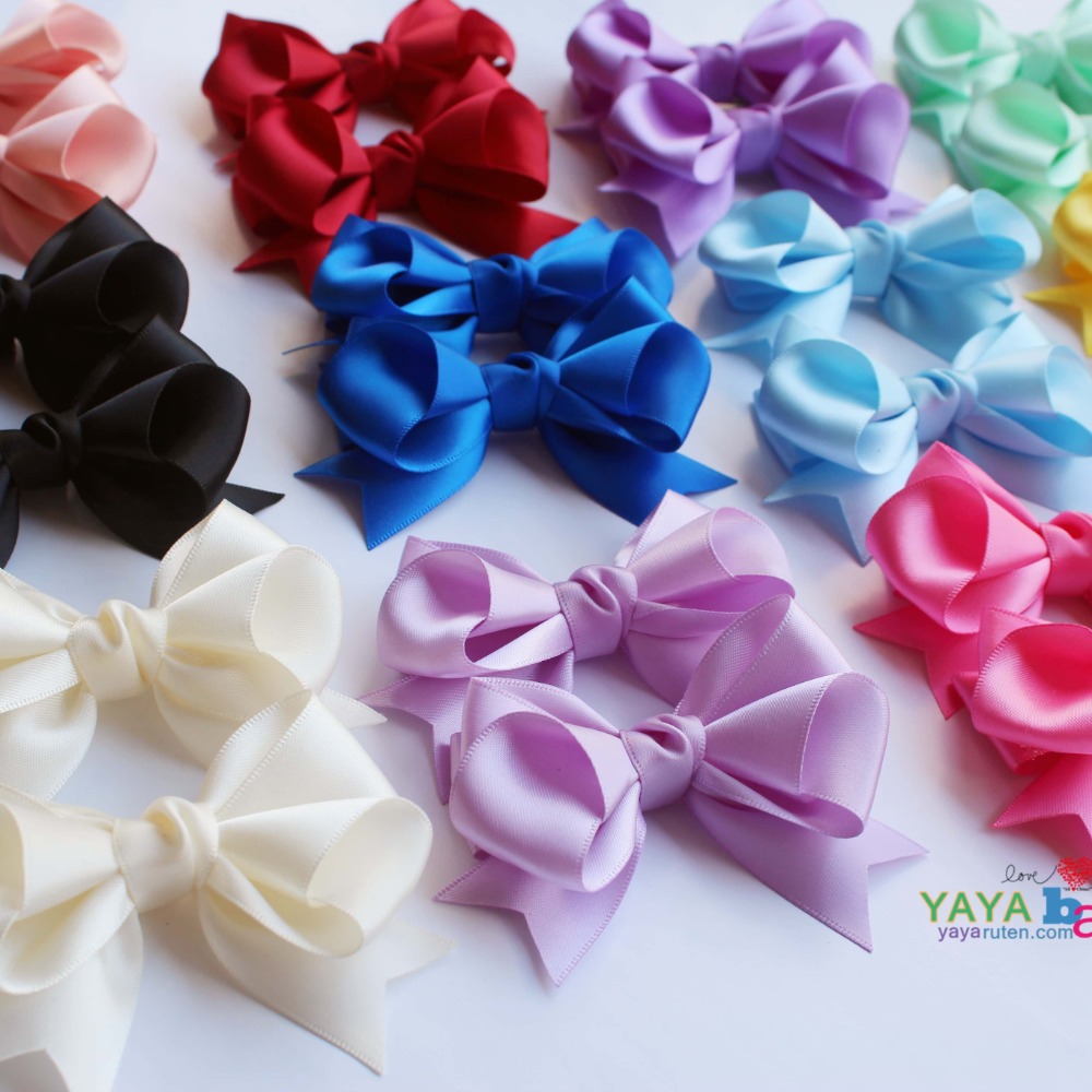 Yaya baby手製 珠光緞面立體蝴蝶結 髮夾 髮圈（個）-細節圖10