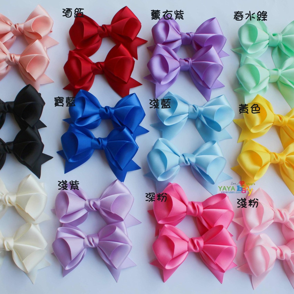 Yaya baby手製 珠光緞面立體蝴蝶結 髮夾 髮圈（個）-細節圖11