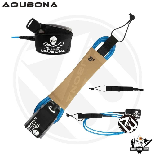 AQUBONA 衝浪腳繩 6 7 8尺 360度活動頭 藍色款 直徑7mm 防止纏繞 SUP衝浪板繩 腳繩 衝浪繩
