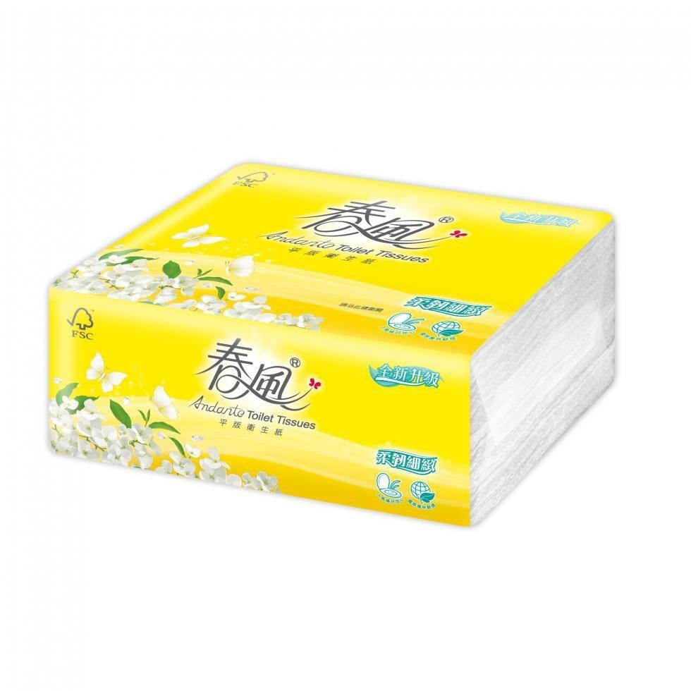 箱購宅配免運 春風 柔韌細緻 平版衛生紙 300張6包6串共36包/箱購 【產品可投入馬桶，易溶不堵塞】-細節圖3