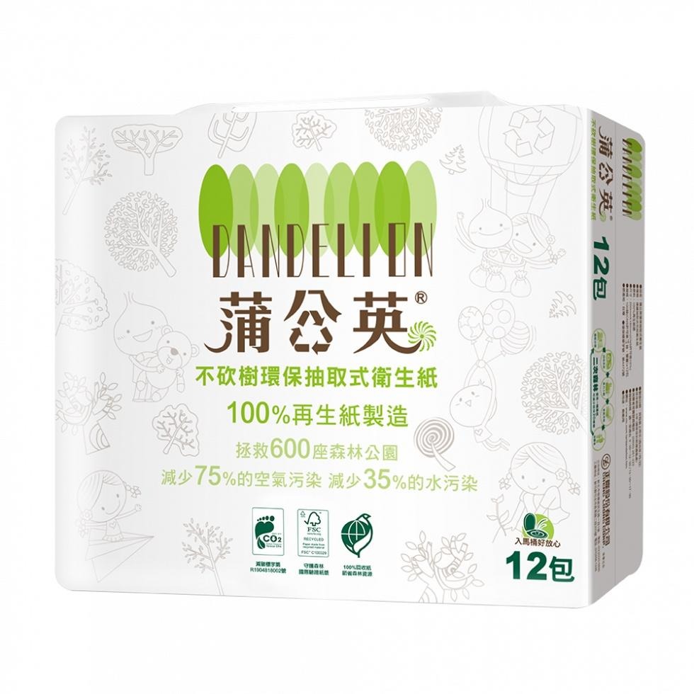 蒲公英 環保 抽取 衛生紙 100抽12包6串共72包入/箱購【免運宅配】-細節圖2