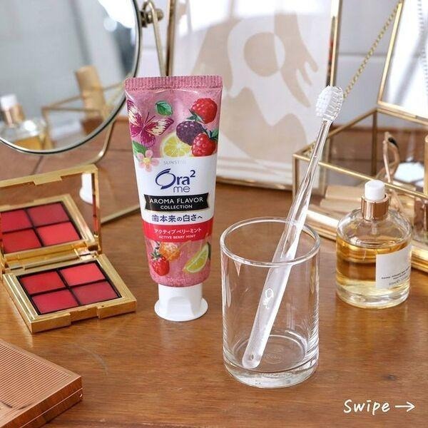 日本 Ora2 me 亮白香氛牙膏130g 浪漫野莓(薄荷)香 SUNSTAR 愛樂齒 三詩達官方直營-細節圖2
