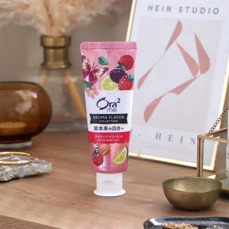 日本 Ora2 me 亮白香氛牙膏130g 浪漫野莓(薄荷)香 SUNSTAR 愛樂齒 三詩達官方直營-細節圖4