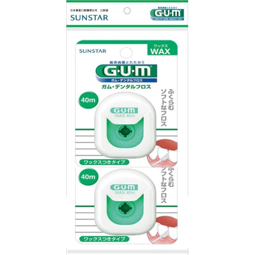 GUM 牙周護理 40M牙線 2入組 含蠟 膨脹型 三詩達官方直營