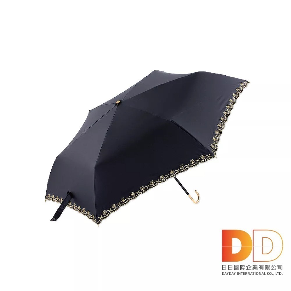 小J 金色彎柄 花語刺繡 防曬 黑膠摺疊 晴雨傘 輕巧 摺疊傘 陽傘 雨傘 附傘套-細節圖2