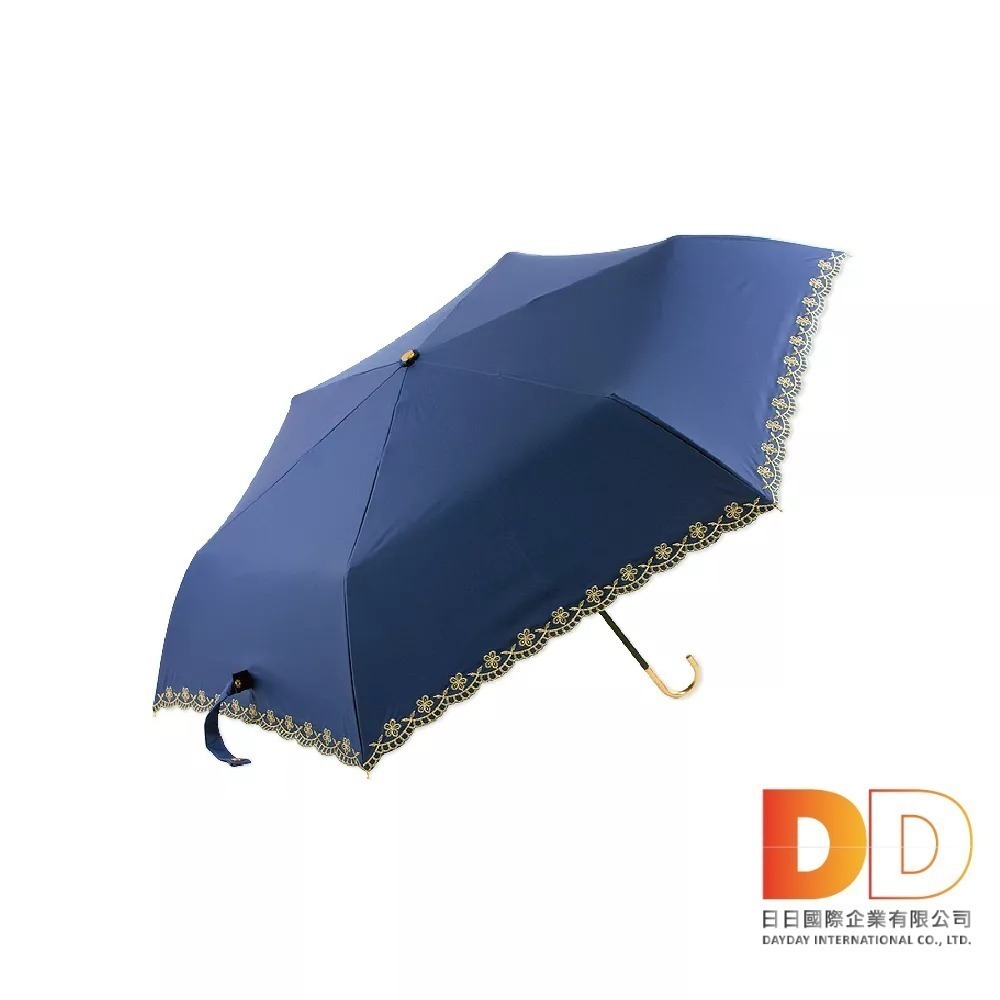 小J 金色彎柄 花語刺繡 防曬 黑膠摺疊 晴雨傘 輕巧 摺疊傘 陽傘 雨傘 附傘套-細節圖3