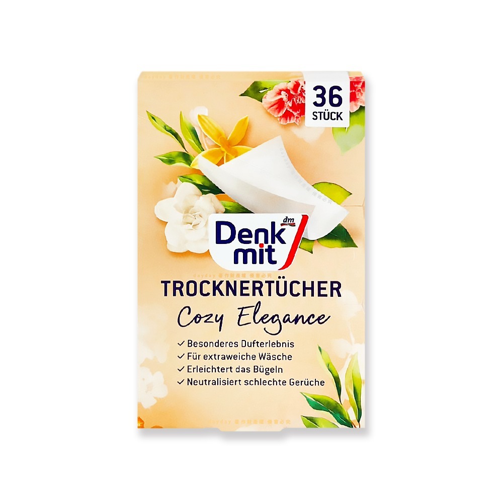 德國DM(Denk mit) 烘衣機專用 防皺除臭 去靜電 香氛紙 防靜電烘衣紙 花香杏色36片/盒-細節圖2