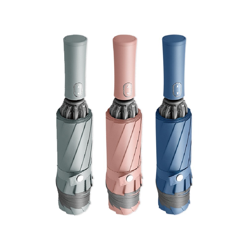 生活良品-10骨反光邊條抗風防潑水一甩即乾1鍵開收防暴衝慢回彈自動摺疊反向晴雨傘1支/袋(附霧面傘套)-細節圖9