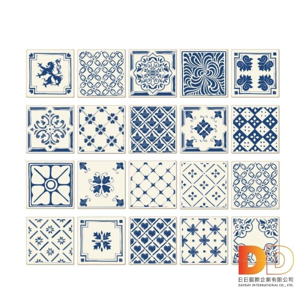 主Wall飾 歐式復古風 DIY 四角 仿花磚 防水 牆壁貼 20x20cm 20片 西班牙花磚 防水即撕即貼-細節圖2