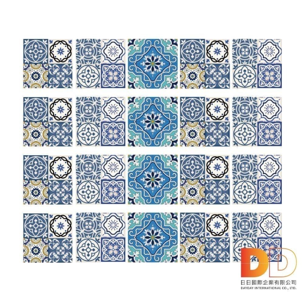 主Wall飾 歐式復古風 DIY 四角 仿花磚 防水 牆壁貼 20x20cm 20片 西班牙花磚 防水即撕即貼-細節圖4