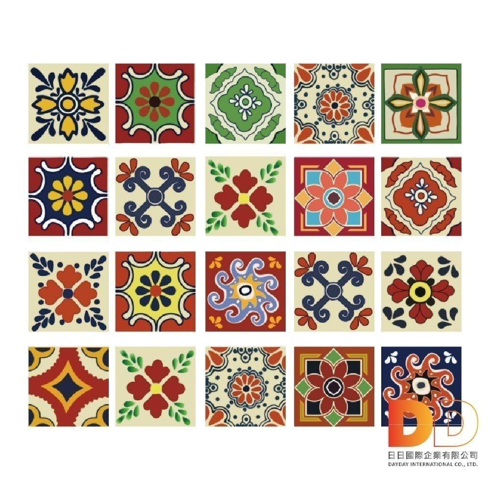 主Wall飾 歐式復古風 DIY 四角 仿花磚 防水 牆壁貼 20x20cm 20片 西班牙花磚 防水即撕即貼-細節圖3