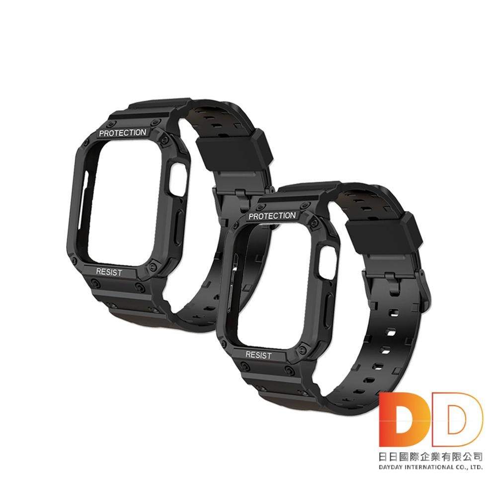 iwatch 替換錶帶 第 7 6 5 4 3 2 1 代 SE 全系列 矽膠 防摔 保護殼 運動型 手錶帶 黑色-細節圖2