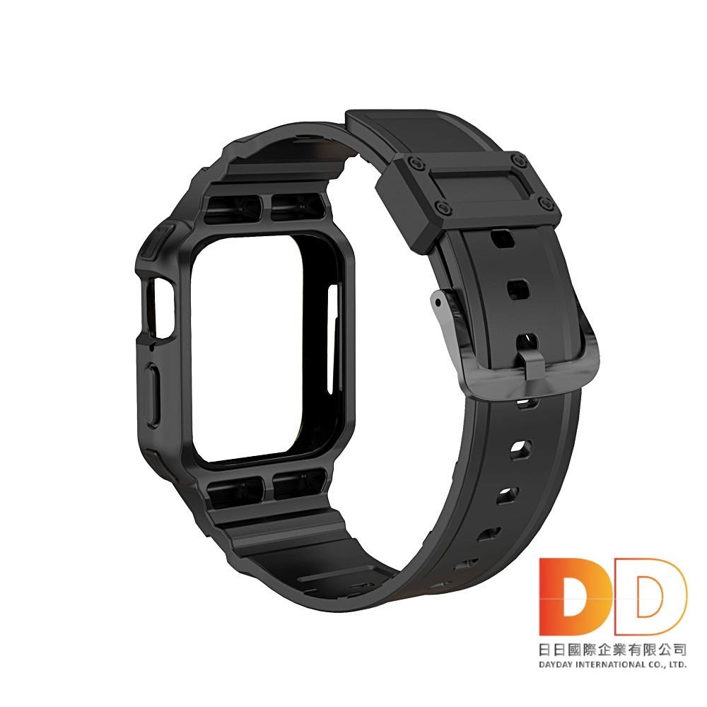 iwatch 替換錶帶 第 7 6 5 4 3 2 1 代 SE 全系列 矽膠 防摔 保護殼 運動型 手錶帶 黑色-細節圖3