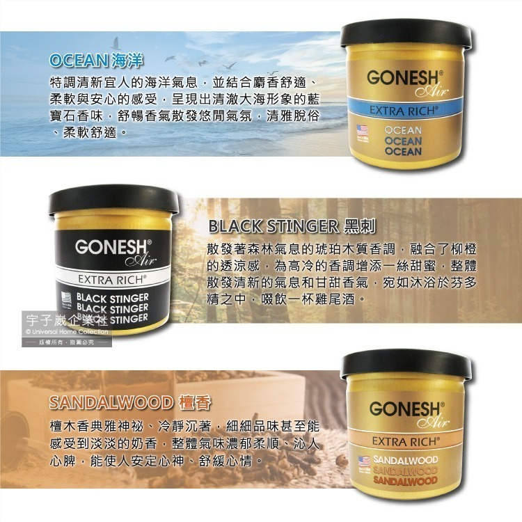 日本GONESH-室內汽車用香氛固體凝膠空氣芳香劑78g/罐(長效8週持久芳香型)-細節圖8