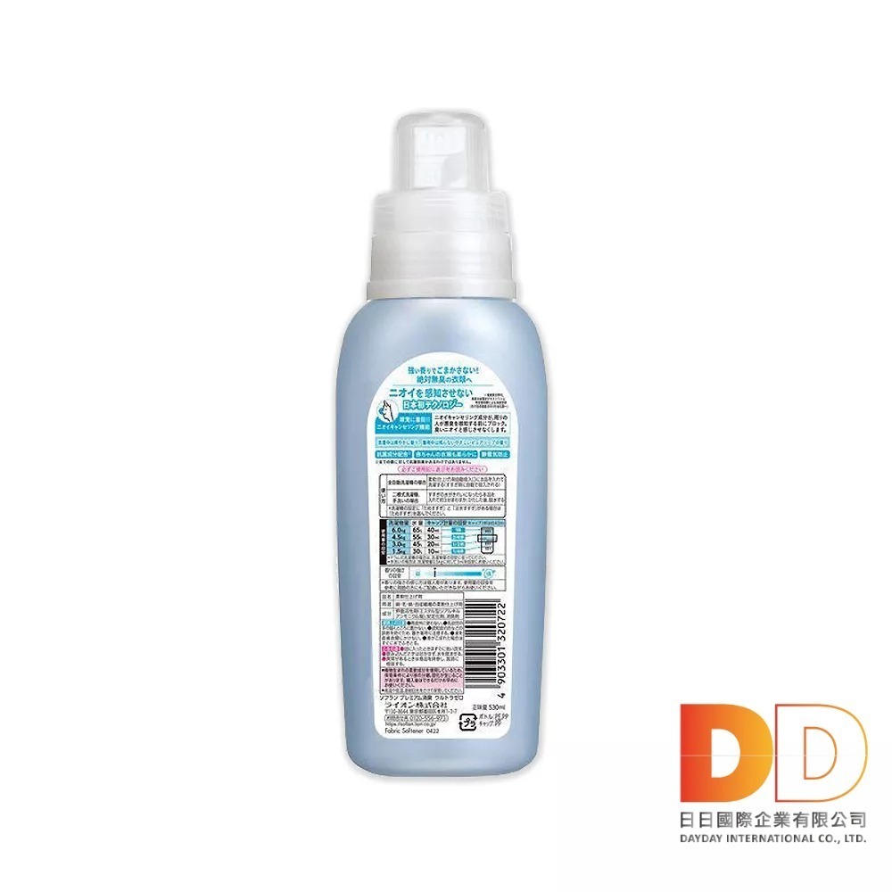 日本 LION 獅王 SOFLAN 衣物柔軟精 純皂香 530ml 次世代 0.00消臭 室內晾曬 防靜電 洗衣精-細節圖2