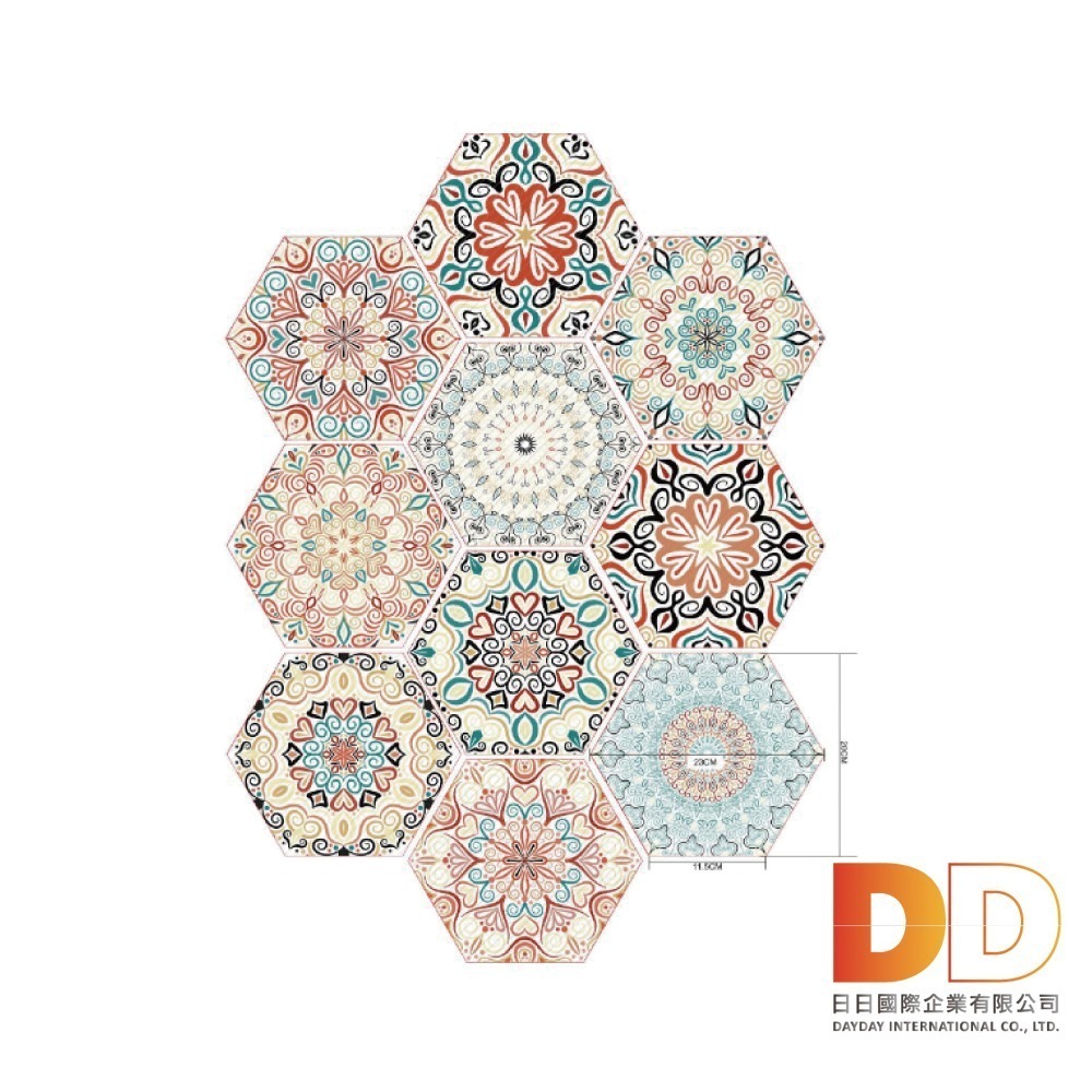 現貨 壁貼 仿花磚 牆貼 六角 仿文化石 DIY自黏壁貼 玻璃靜電貼 水晶膜 青花瓷 歐式磁磚 卷裝-細節圖4