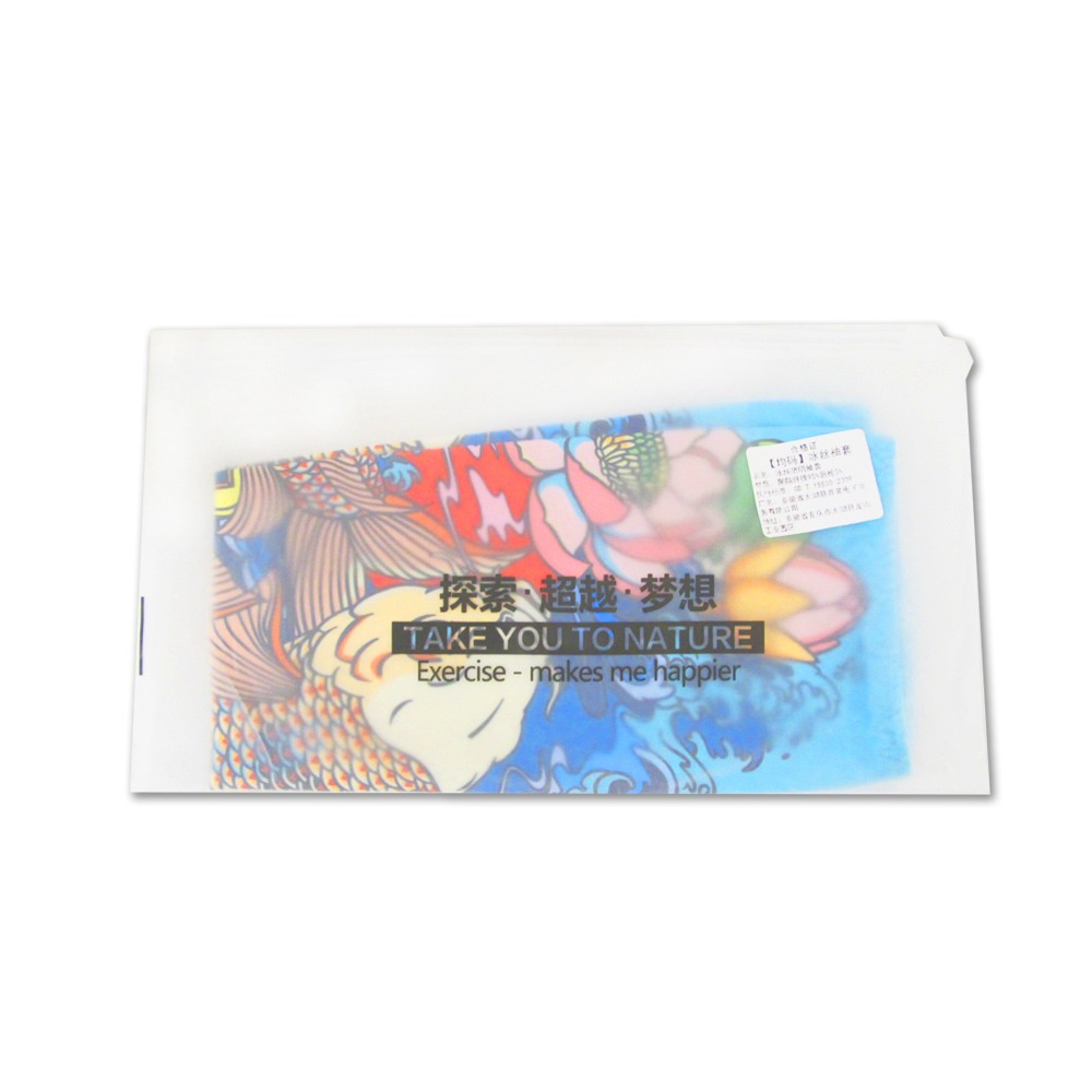 生活良品-抗UV冰絲涼感透氣仿紋身鯉魚圖騰印花男女防曬袖套1雙/袋(運動臂套,外送,登山露營,釣魚園藝,路跑,衝浪)-細節圖3