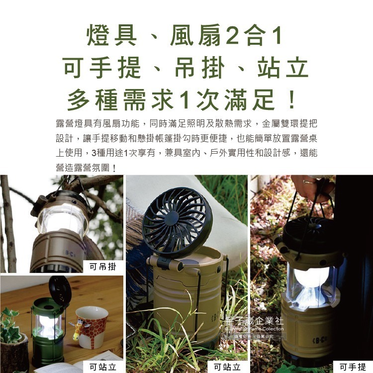 日本BRIGHT&COOLER-手提吊掛散熱可伸縮LED風扇露營燈1入/盒(持久帳篷照明30小時,烤肉露營停電)-細節圖4
