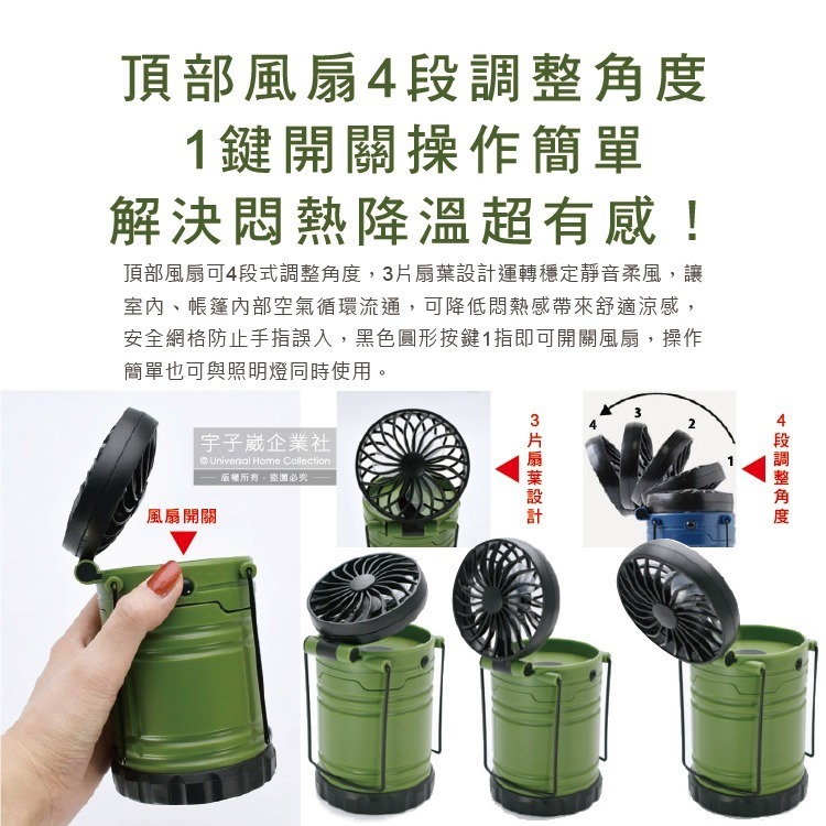 日本BRIGHT&COOLER-手提吊掛散熱可伸縮LED風扇露營燈1入/盒(持久帳篷照明30小時,烤肉露營停電)-細節圖6