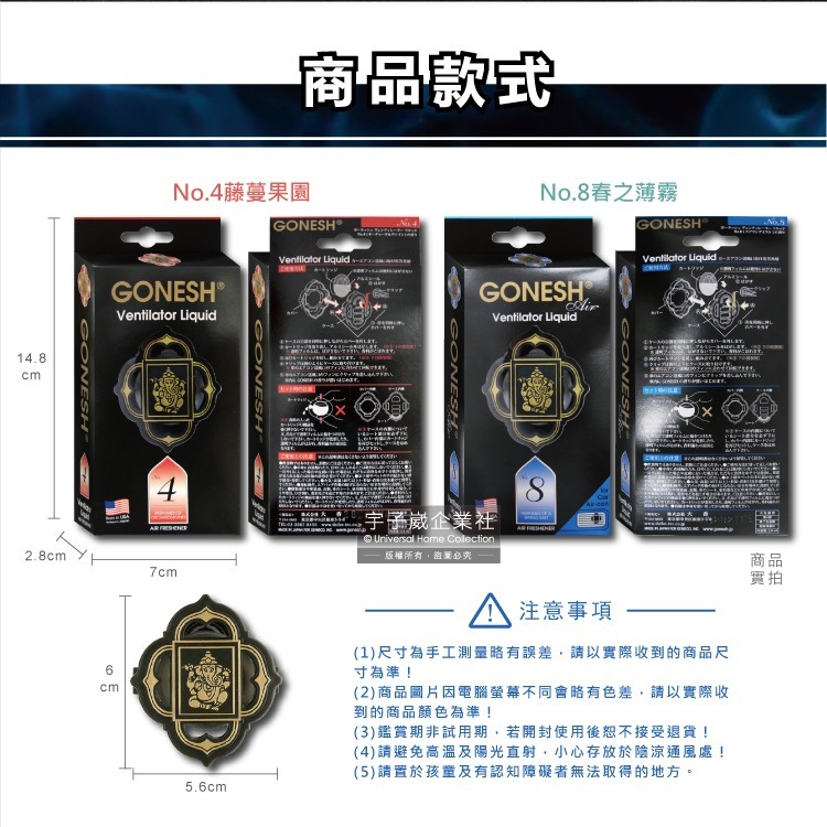 日本GONESH-汽車空調冷氣出風口專用夾式芳香劑1入/盒(室內持久芳香型)-細節圖3