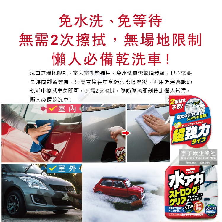 日本Soft99-車身去污強效型除水垢泡沫清潔劑(W264)葡萄柚香500ml/按壓瓶(汽車美容保養免水洗環保型洗車精)-細節圖7