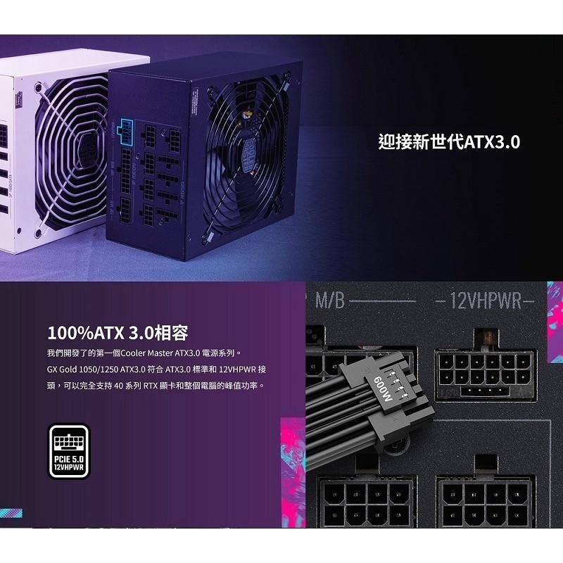 米特3C數位–酷碼 GX GOLD 1050W ATX3.0 全模組 電源供應器/MPE-A501-AFCAG-3T1-細節圖4