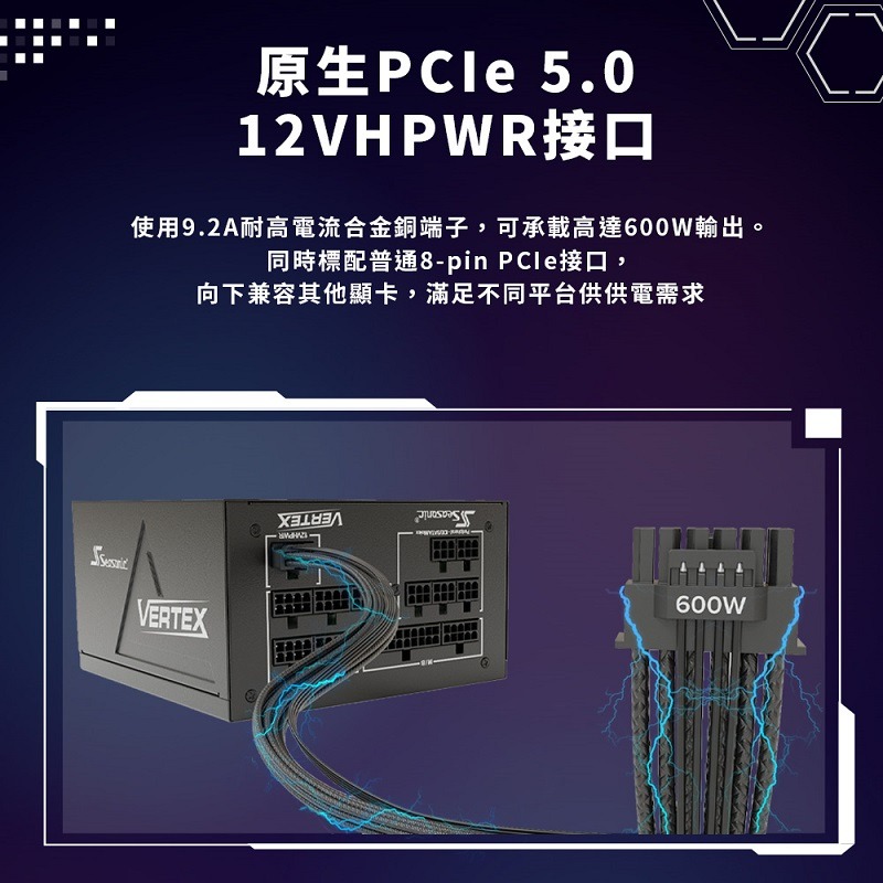 米特3C數位–海韻 Vertex GX 750W/850W/1000W/1200W 金牌電源供應器-細節圖7