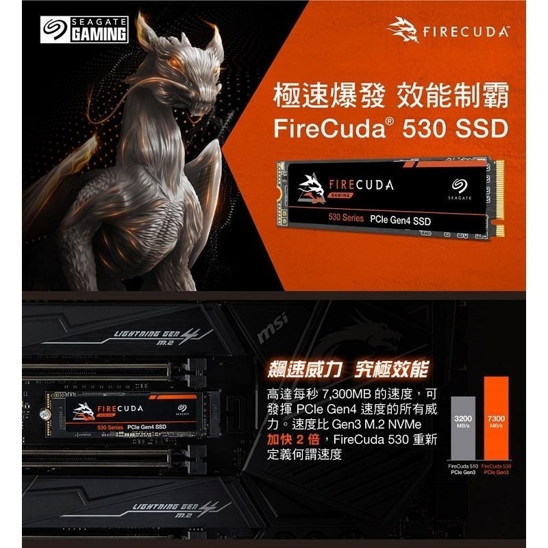 火梭魚 FireCuda 530 4TB/2TB/1TB/500GB Gen4 PCIe 4.0固態硬碟-細節圖2