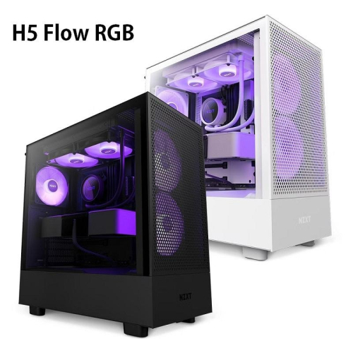 米特3C數位–NZXT 恩傑 H5 Flow RGB 全透側電腦機殼 黑色/白色(核心扇)