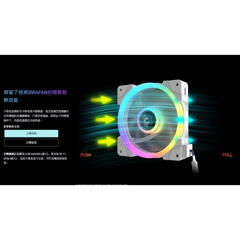 曜越SWAFAN EX12 RGB水冷風扇/三入/黑CL-F143-PL12SW-A/白CL-F161-PL12SW-A-細節圖6